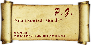 Petrikovich Gerő névjegykártya